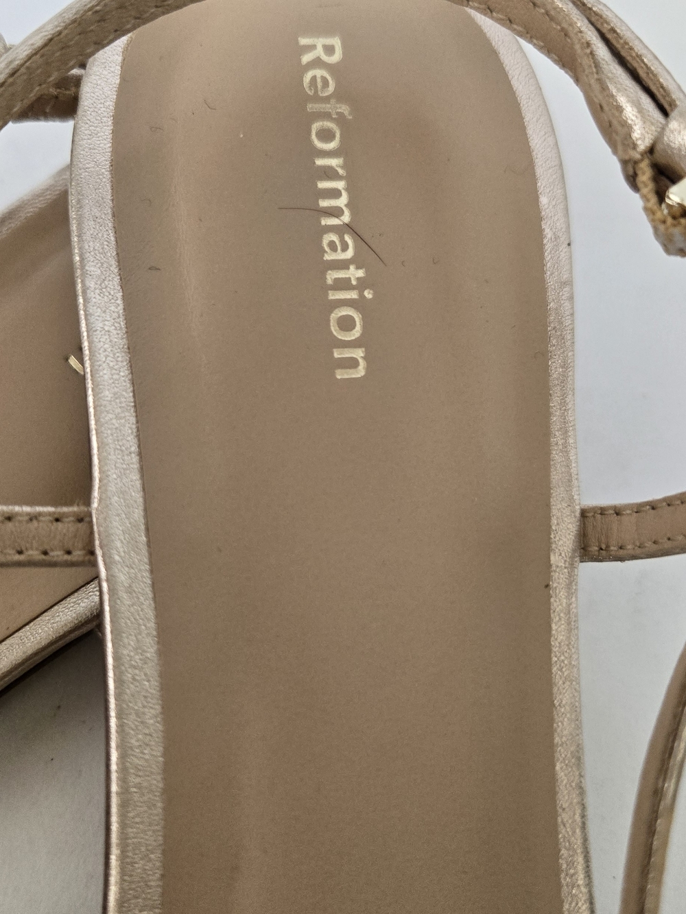Reformation Metallic Gold Multi-Strap Square-Toe Slingback Sandals - Picture 3 of 9